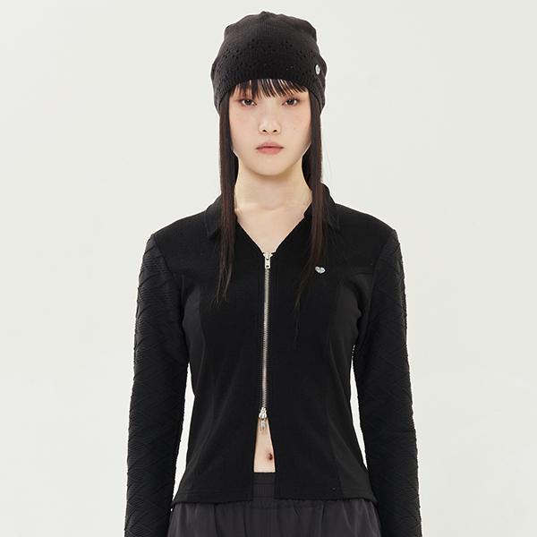 INCISION ZIP UP CARDIGAN_BLACK