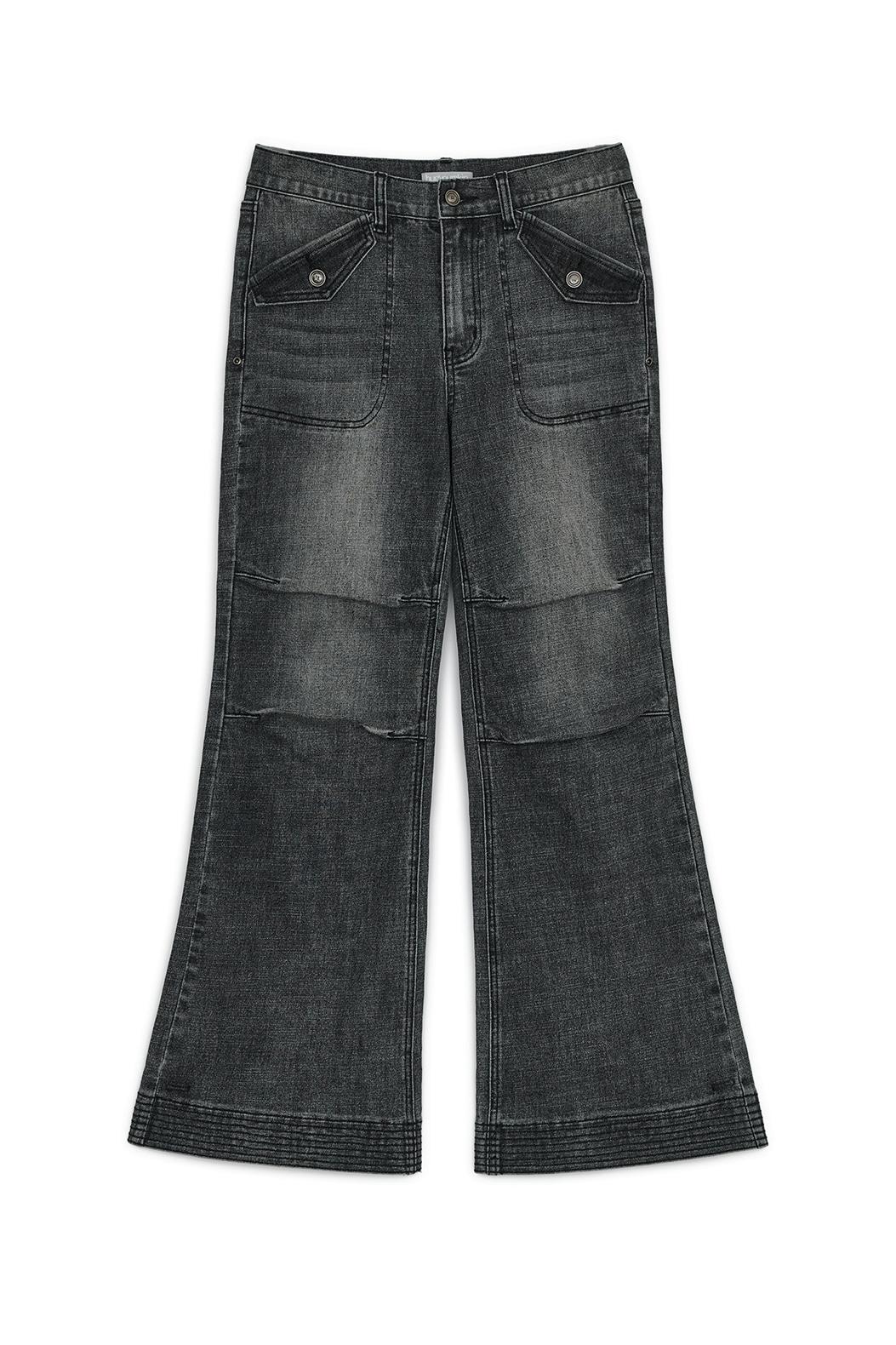 Semi boots-cut denim pants (Black Denim)