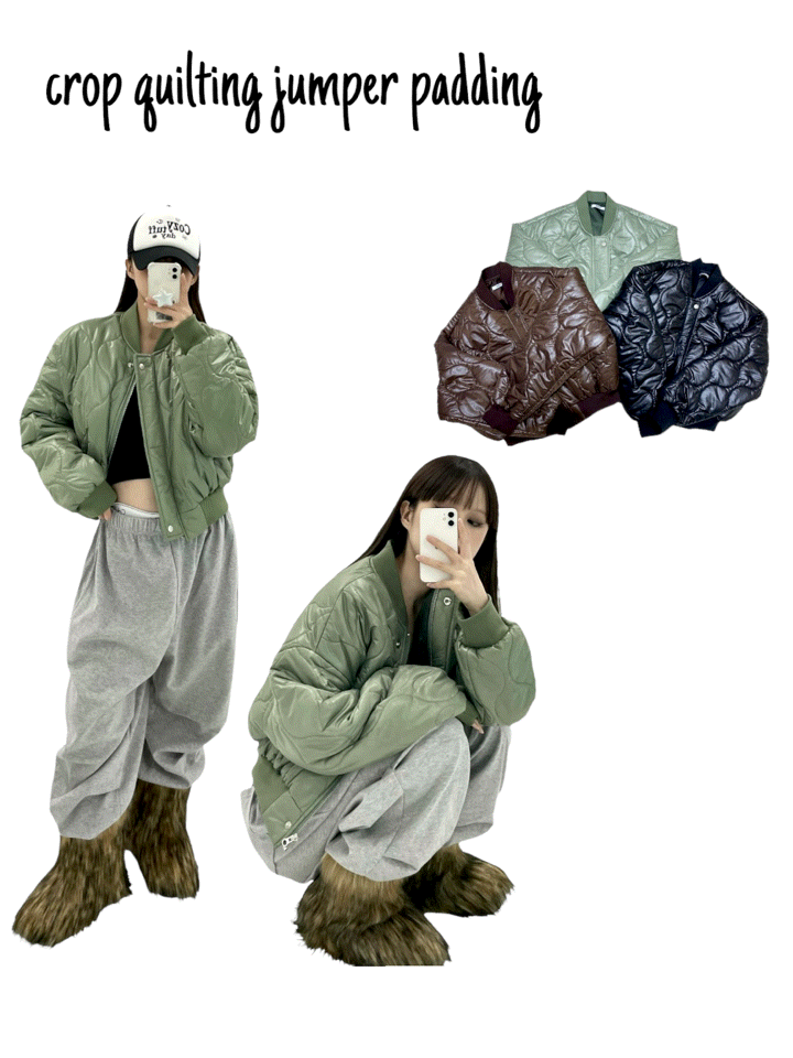 crop quilting jumper padding(3color)