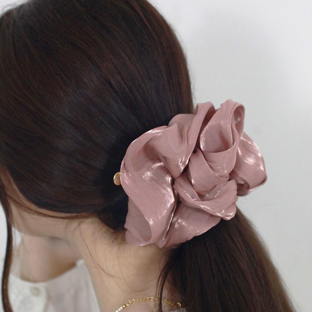 BF064 Pink petal hair scrunchie