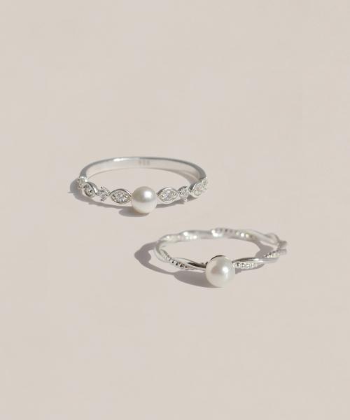 925실버 스와로브스키 진주 반지 비엔 엘로디