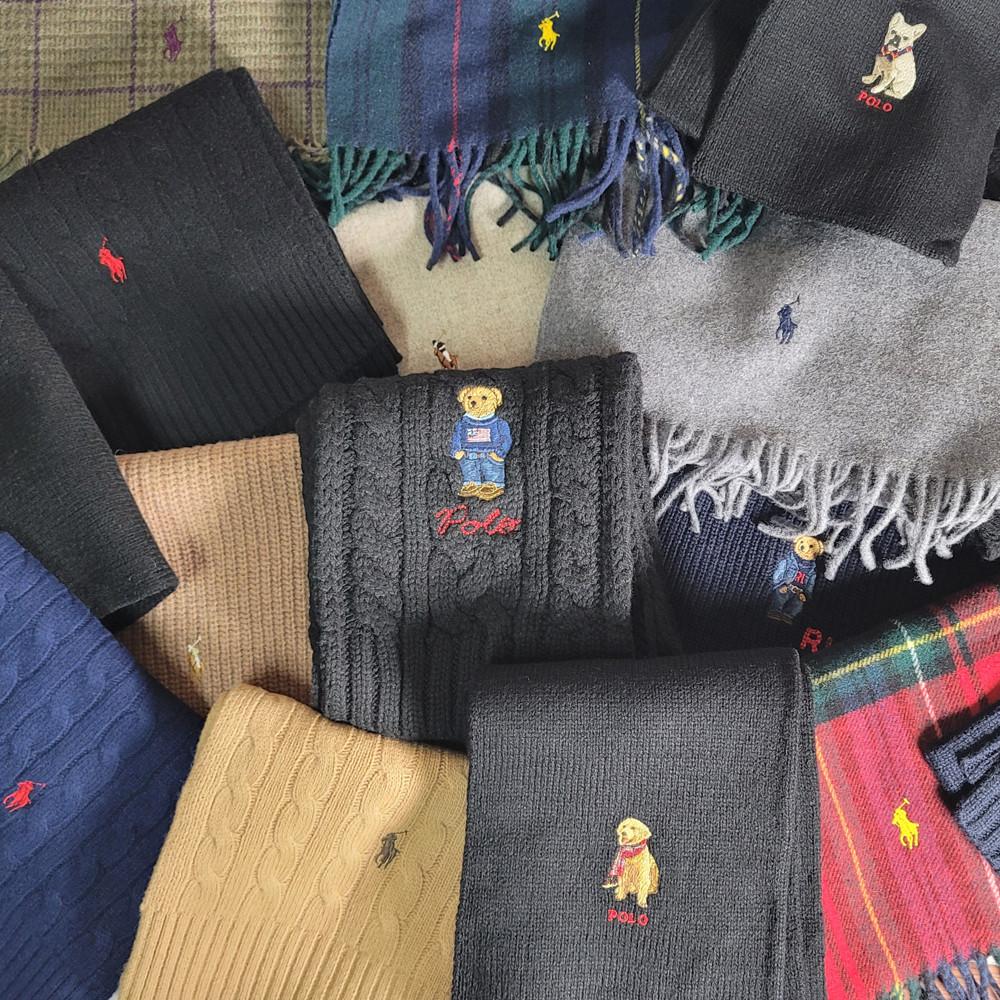 [백화점판] 폴로 머플러 목도리 여자남자 곰돌이 울 멀티포니 양면 랄프로렌 머플러 목도리