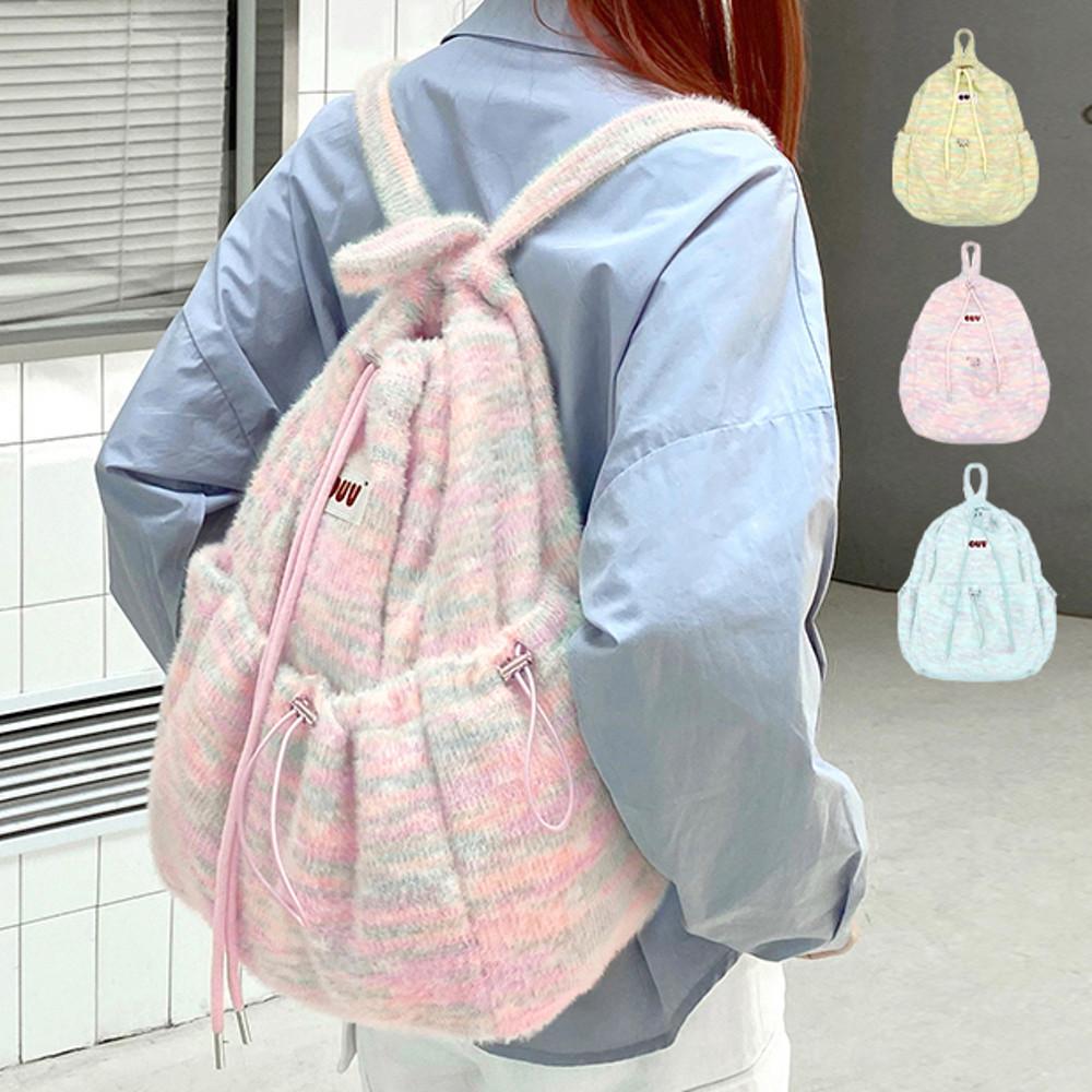 코튼캔디 퍼 복조리백팩 스트링백팩 대학생백팩