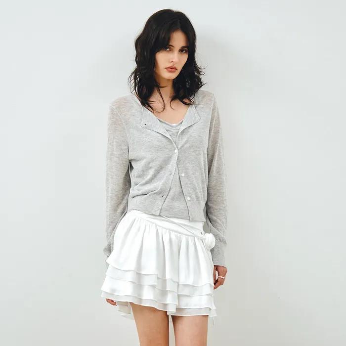 [SET] 린넨 시스루 가디건 & 슬리브리스 그레이 MDCD050GRAY