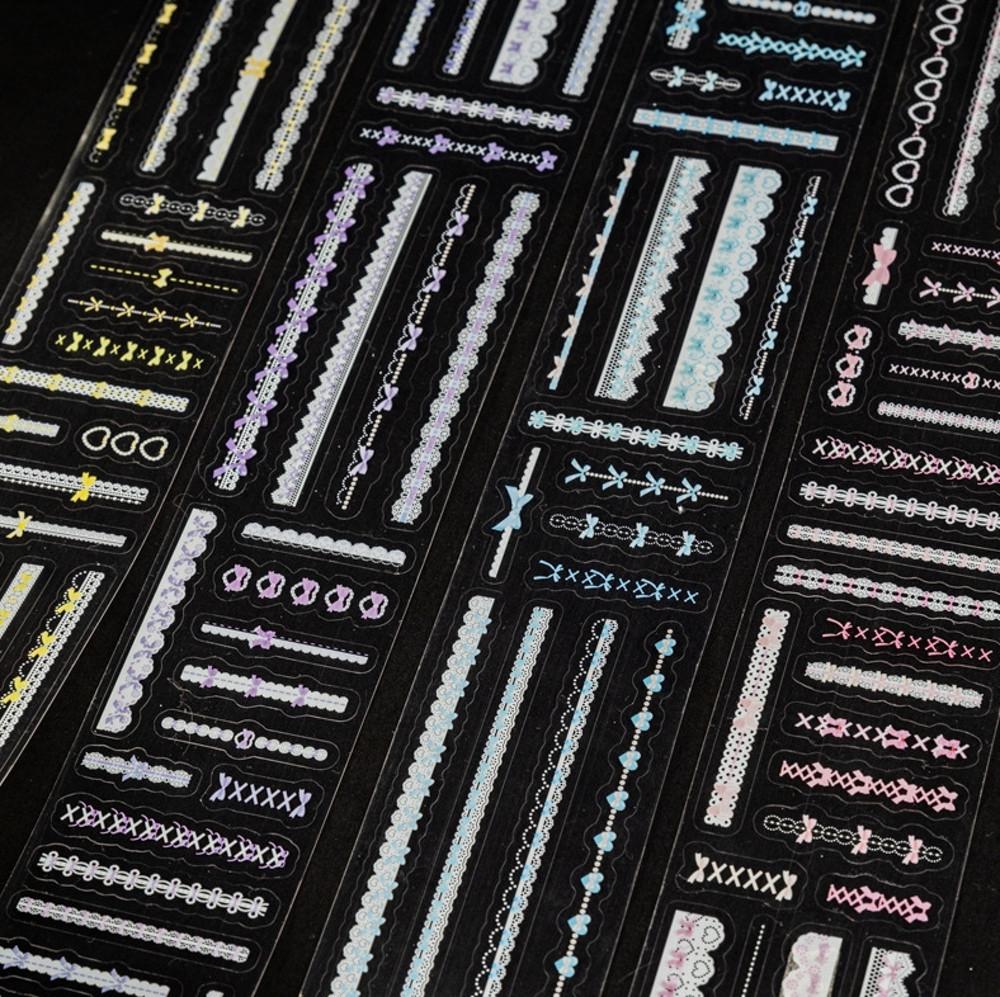 레이스 리본 발레코어 빈티지 키치 레트로 다꾸 스티커형 마스킹테이프 폰꾸 폴꾸