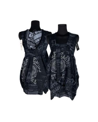 grunge lettering pattern layered dress