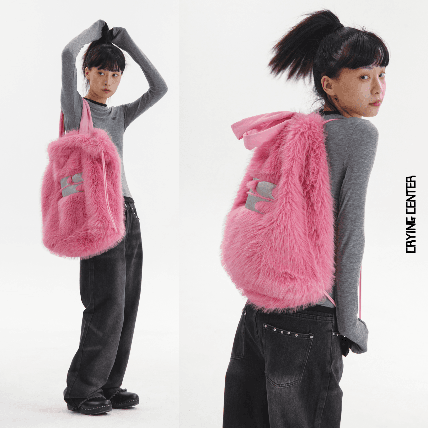 (당일출고) CRYINGCENTER 크라잉센터 복조리 백팩 y2k 퍼 가방 (핑크)