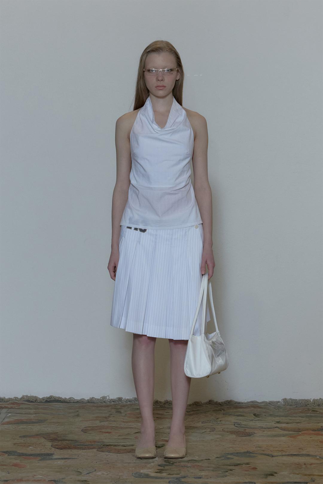 Drape Backless Halter Top Coquette White