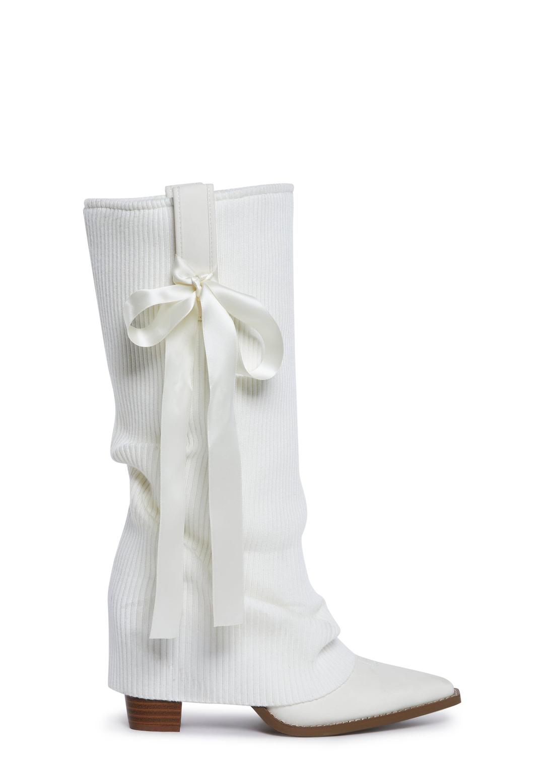 Sharp Sheriff Leg Warmer Boots - OFF WHITE / US 8