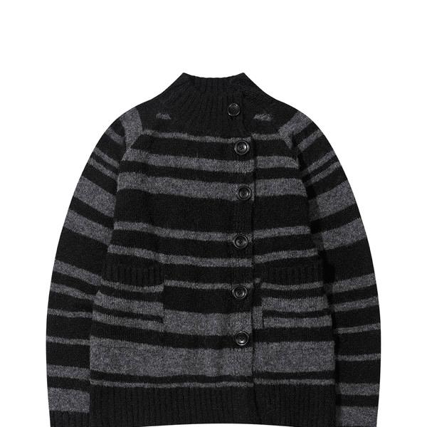 STRIPE KNIT ZIPUP (BLACK)