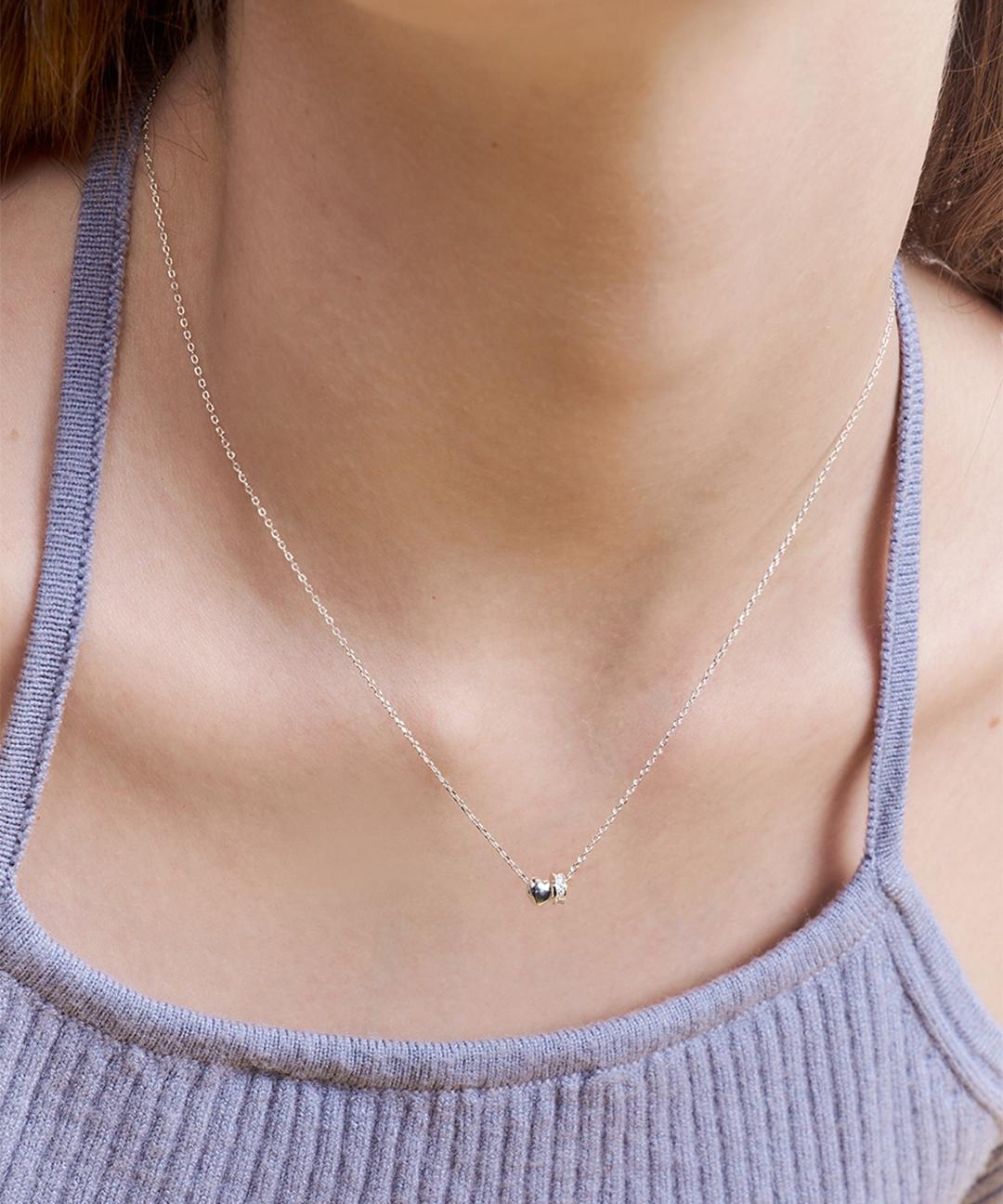 앵브록스 heart and cubic ring necklace