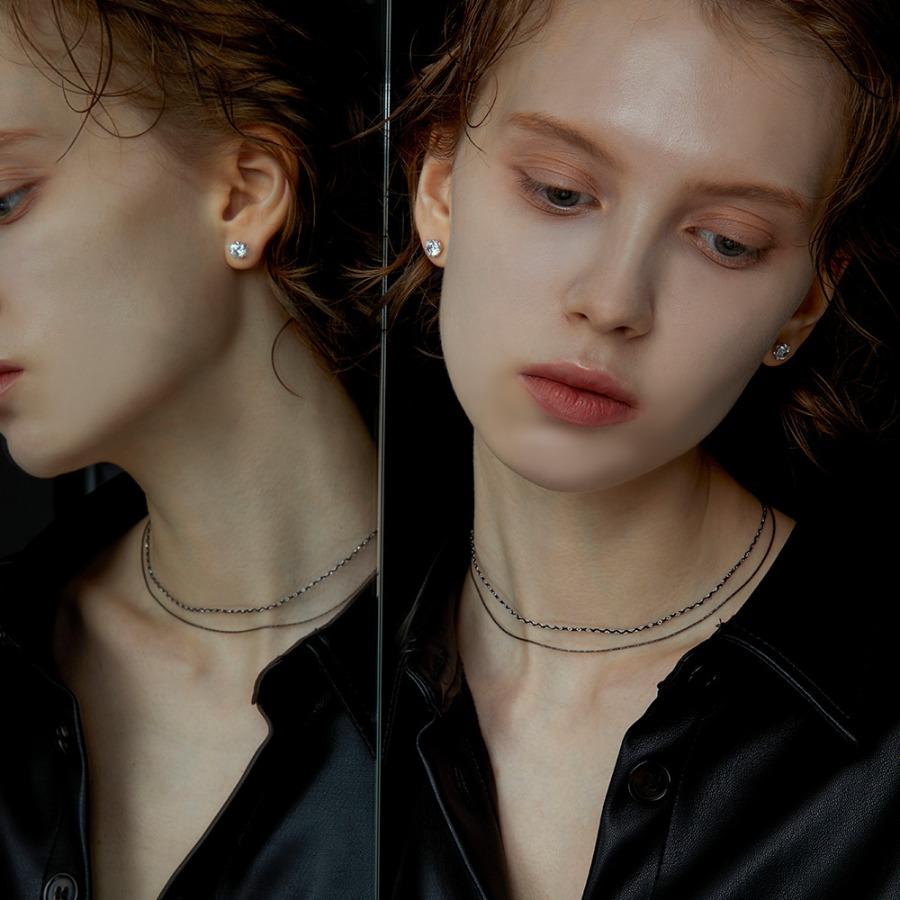 Silky Sliver Chain Choker Necklace ( S 925 )