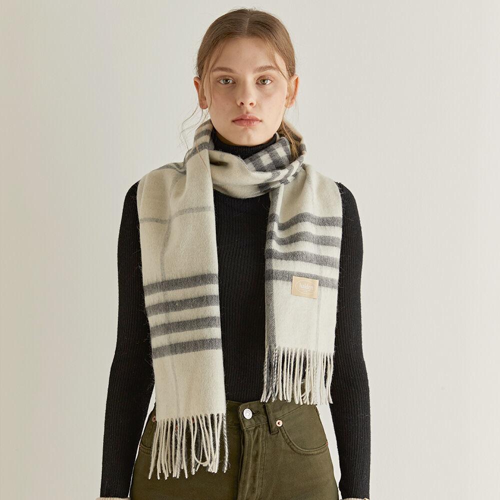 wool classic check muffler (M008_ivory)