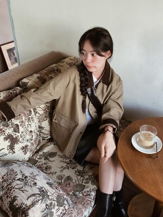 옥스포드 카라 배색 워크 점퍼
