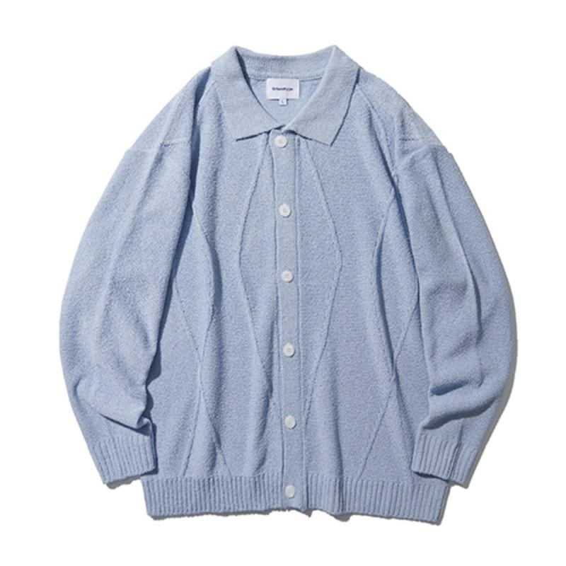 Line Collar knit Cardigan_Sky Blue_KN111