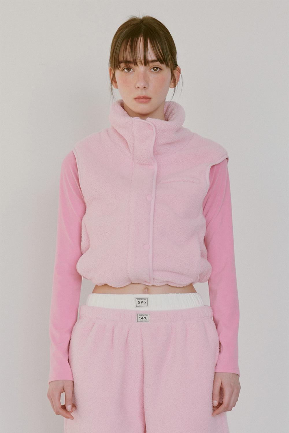 Pink cloud fleece vest 25%