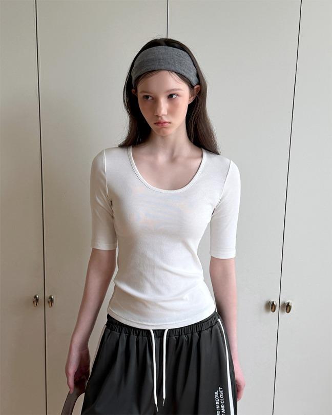 [당일출고][26S/S NEW][MADE]라일리 라운드 5부 티셔츠