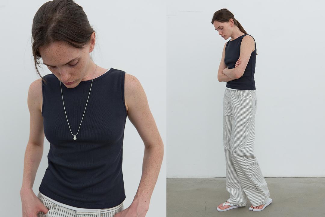 Boatneck rib sleeveless (navy)