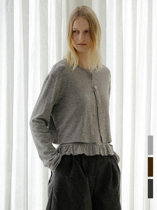 Ruffle top-cardigan set [KNFW04CD03]_[3color]