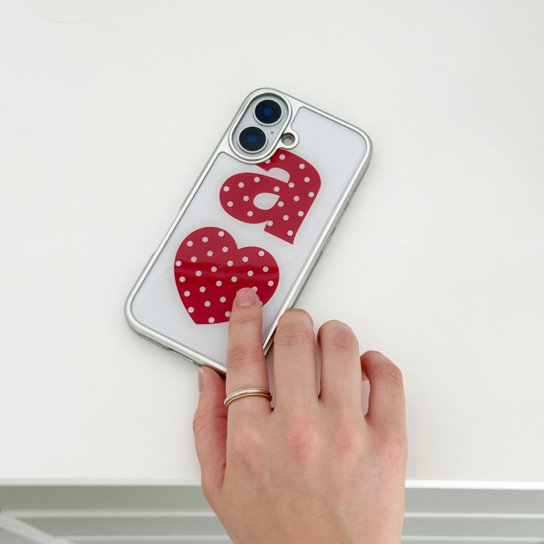 RED DOTTY LOVE WHITE Silver Epoxy