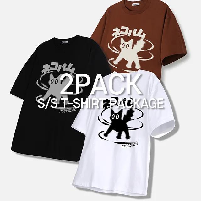 [2PACK] 네코 팜 로고 오버핏 티셔츠 3COLOR