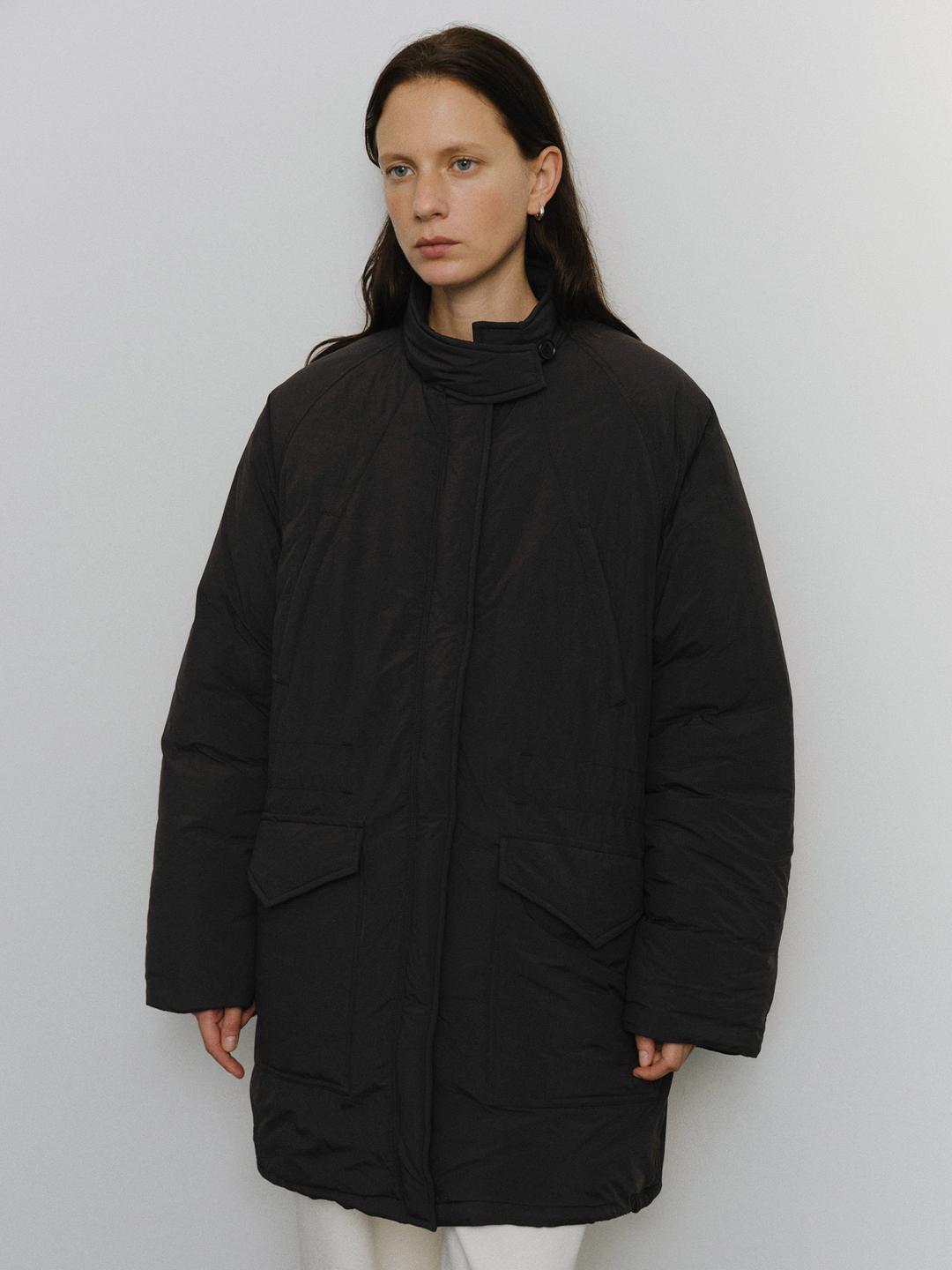 Casual half padded jumper_Black