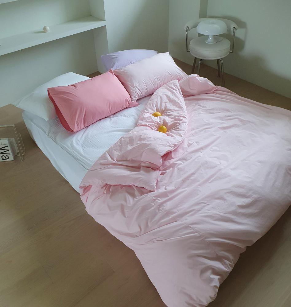 프리미엄 호텔 베딩 고밀도면 사각사각 이불커버 여리핑크