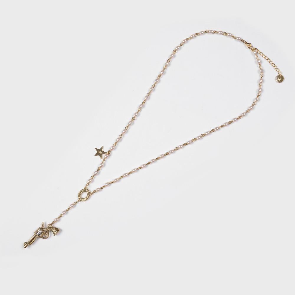 REVOLVER BEADS NECKLACE (GOLD&BEIGE)