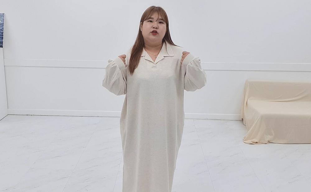 박시 편안 카라 원피스 (F-110) (2COLOR)