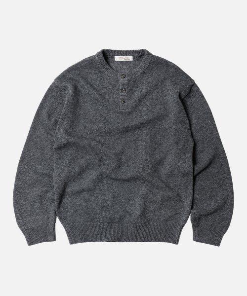 WOOL HENLEY NECK KNIT _ CHARCOAL