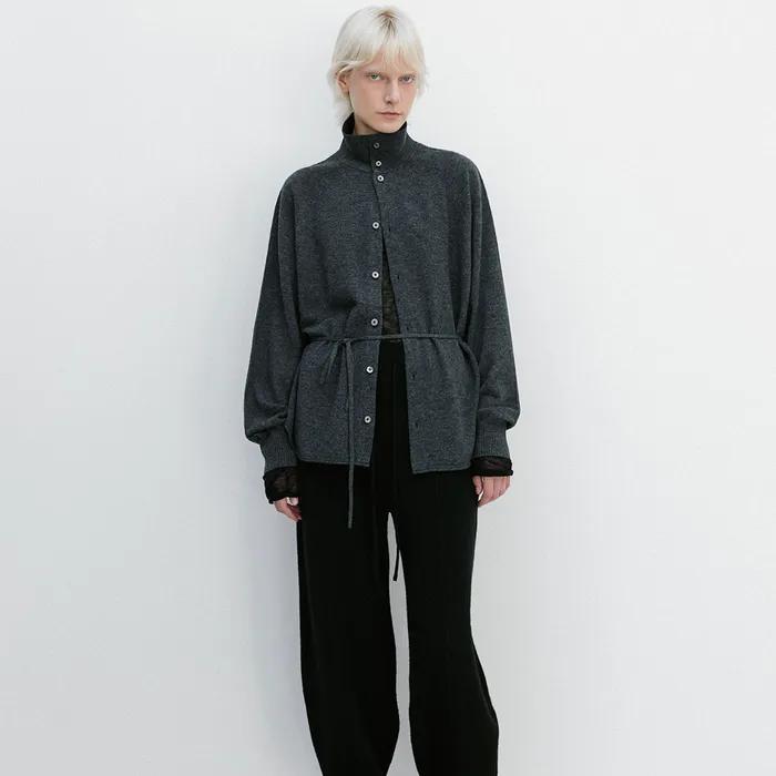 Super fine merino convertible collar shirt_Graphite