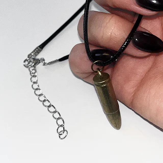 [당일]Glden Bullet 골든불릿 금빛 심플 가죽끈 총알 목걸이