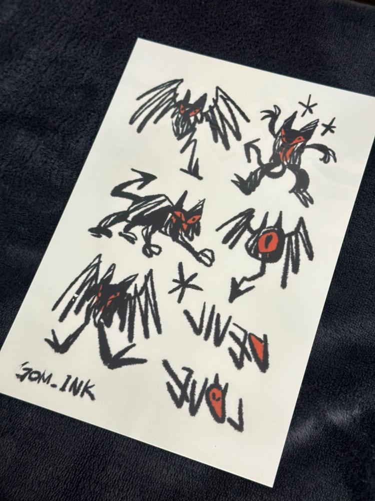 [GOMINK] 귀엽고 오래가는 인기아티스트 디자인 타투스티커! 악마 스티커