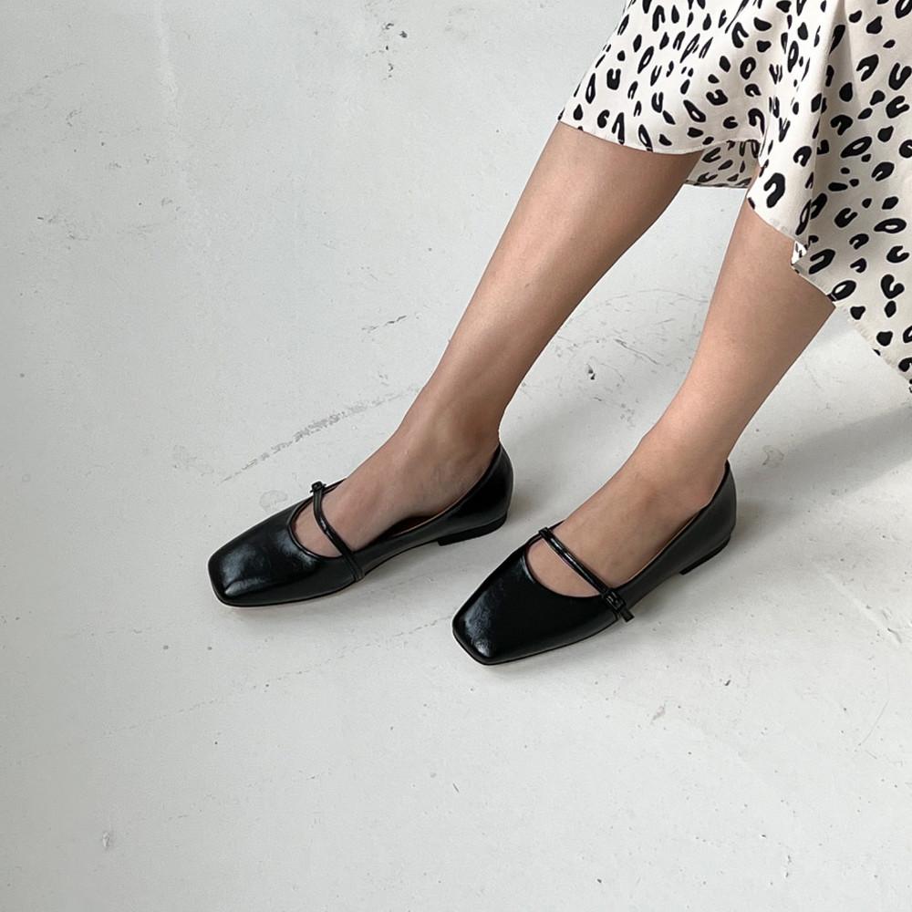 메리제인 사각코 스트랩슈즈 (1cm, 블랙 아이보리 베이지 브라운)