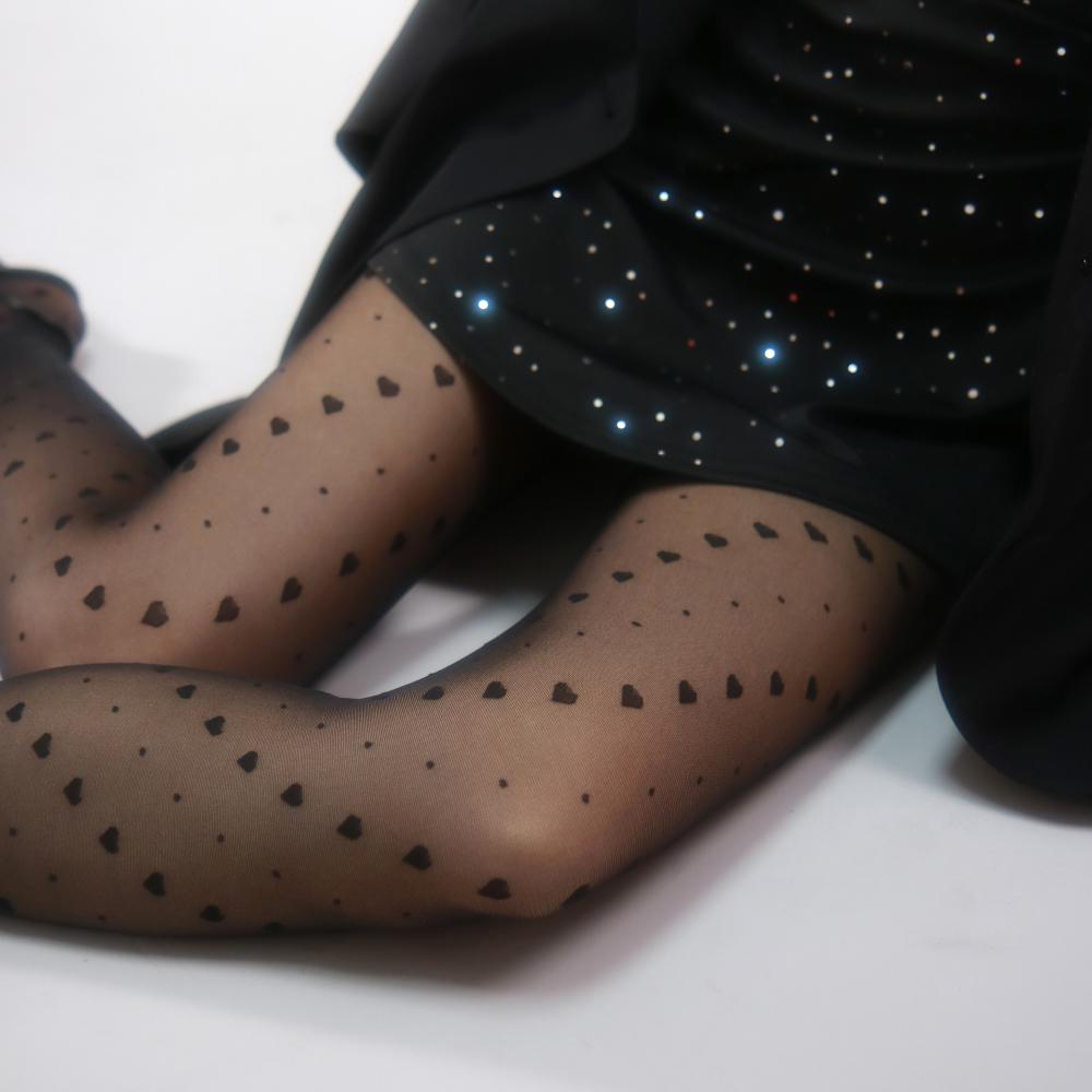 diagonal heart polka dot tights