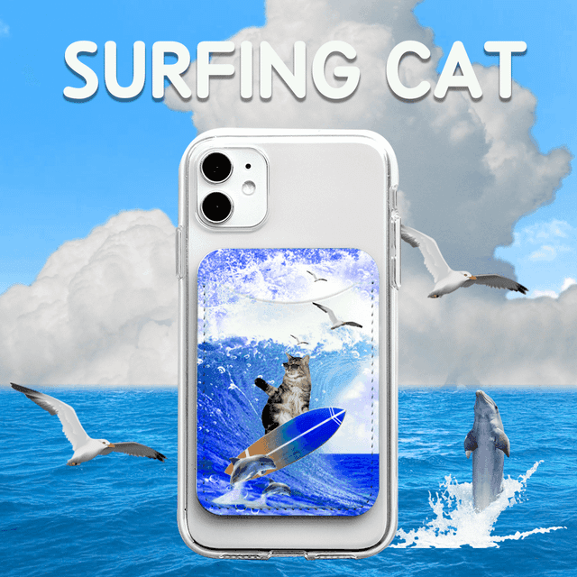 [카드지갑+젤리]서핑타봤냥 (핸드폰케이스 아이폰13 s22 a31,a32 a33 a53 M53 퀀텀3 z플립3 젤리케이스 갤럭시 고양이 에이블리 물놀이 )
