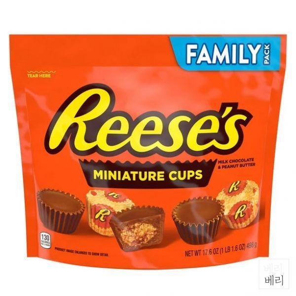미국 Reese's 리세스 미니어쳐 컵 밀크 초콜릿 피넛 버터 498g