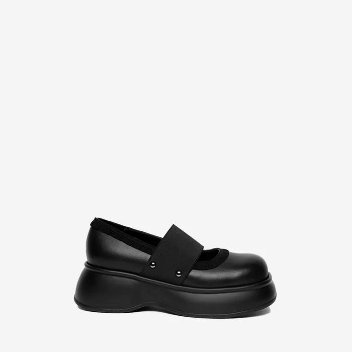 LACE BAND BALLERINA PLATFORM BLACK