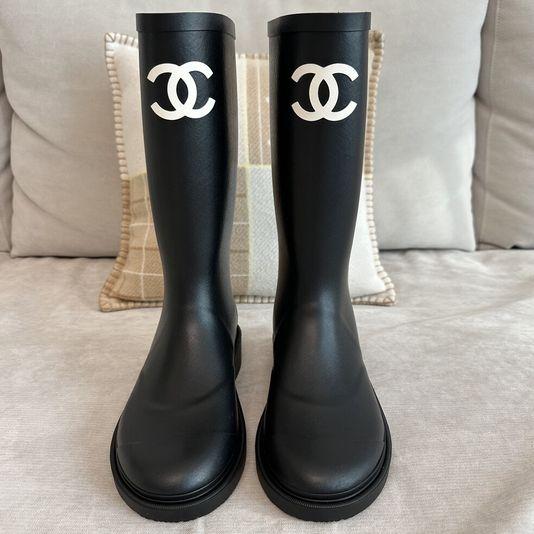 샤넬 CC로고 레인부츠 러버부츠 37 블랙 한정판