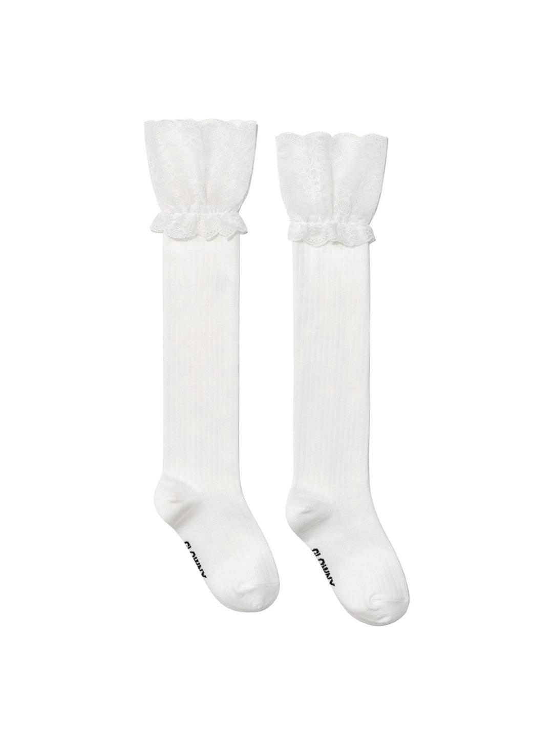 POSH LACE KNEE SOCKS (WHITE)