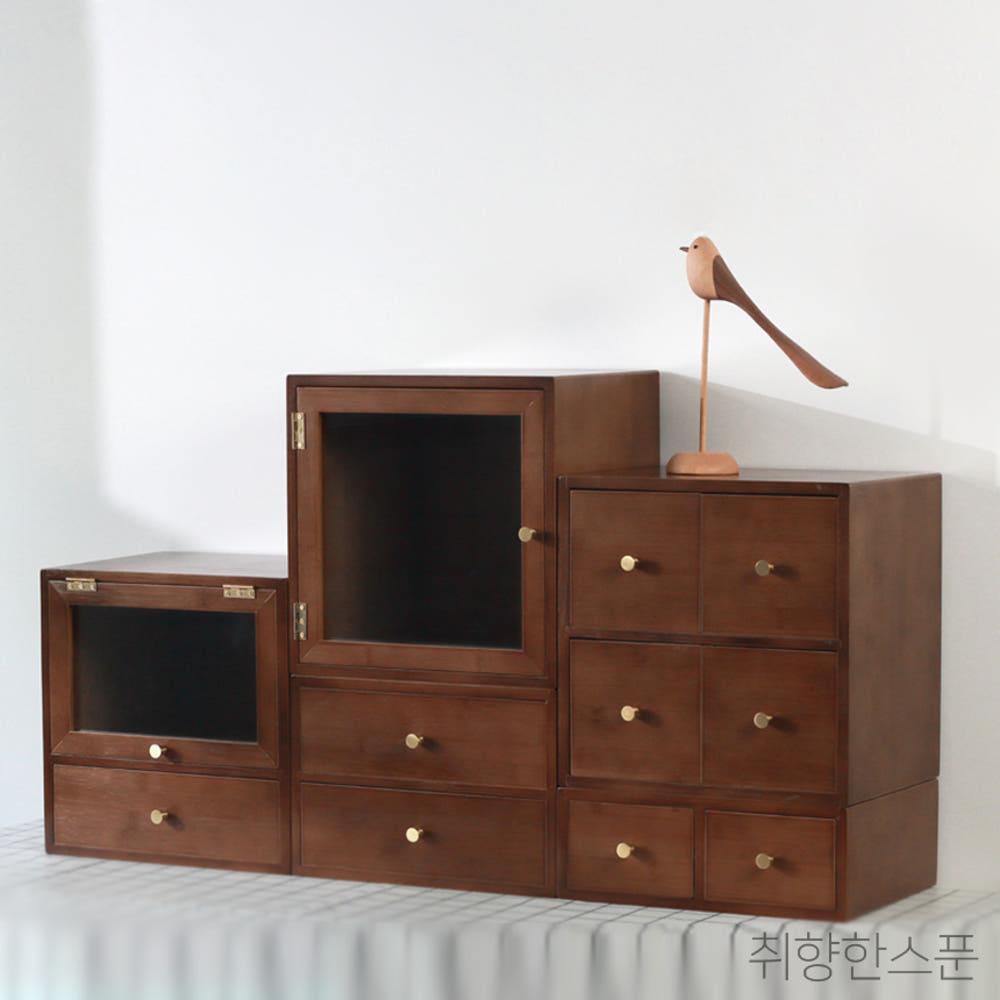 레트로 원목 도어 수납장 우드 미니캐비넷 16종