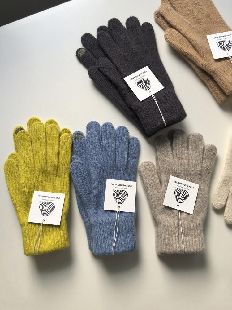 메리노울100 니트 스마트폰 터치 장갑 손가락 장갑 여성용 남여공용