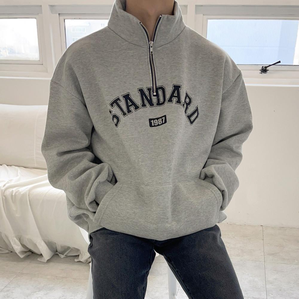 반집업맨투맨 기모 남자 아노락 오버핏 맨투맨