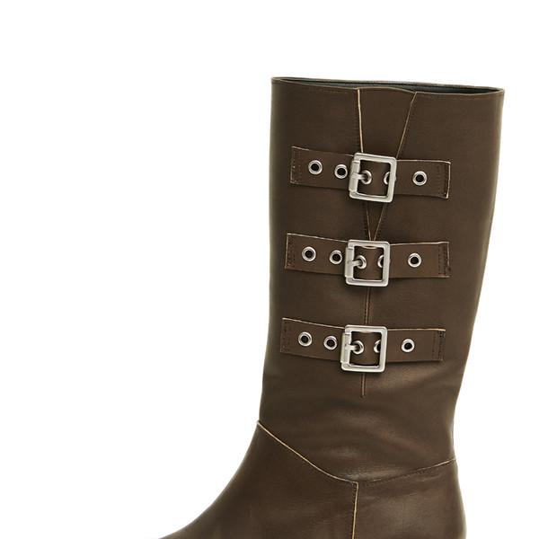 Three belted biker boots (vintage brown)