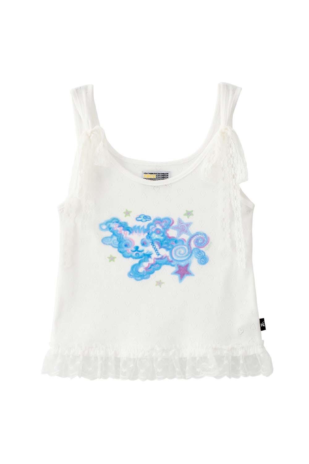 YBX SOUP Llace ribbon sleeveless_white
