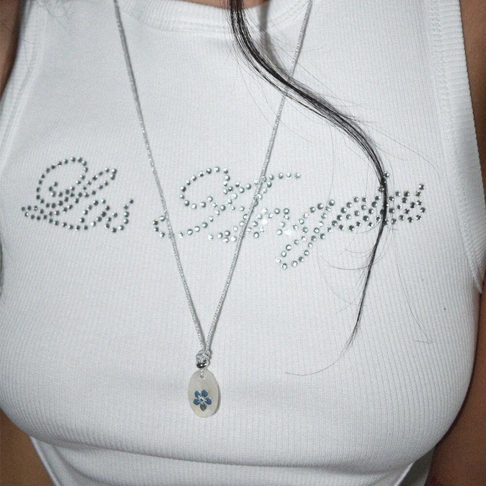 Painting Floral NECKLACE 자개 페인팅 로프 목걸이