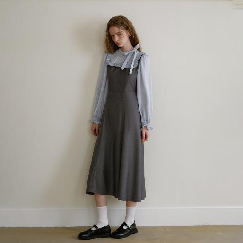 Cest_Bow collar fake two-piece dress