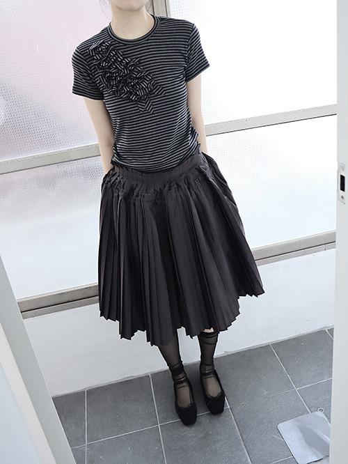 heavy pleats skirt, 2color