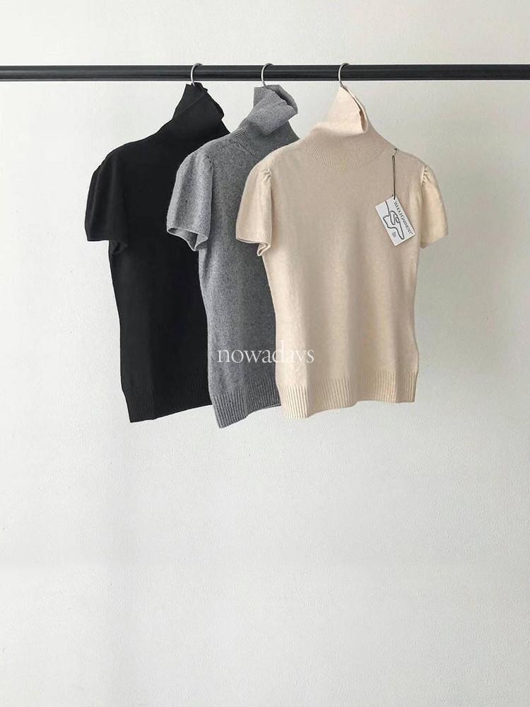 (재진행) OUNCE 온스 퍼프 폴라 캡 니트 홀가먼트 라쿤 울 반팔 터틀넥