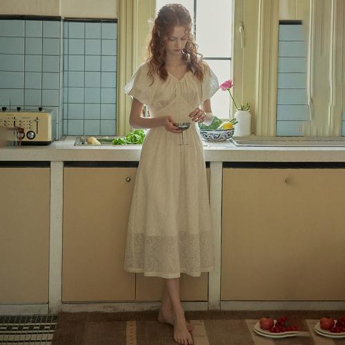 PM_Floral embroidery puff sleeve dress